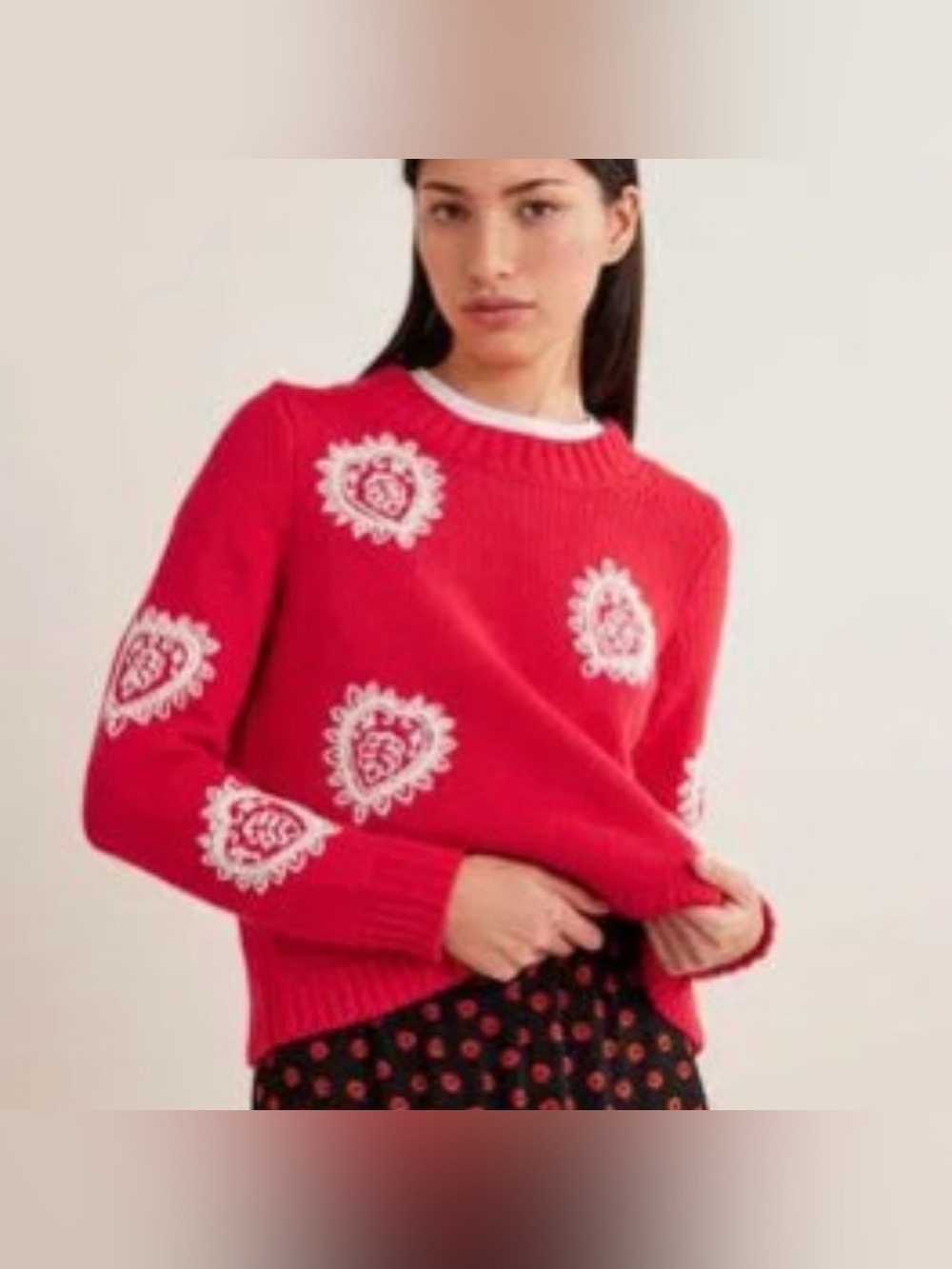 Boden Chunky Embroidered Wool Blend Sweater